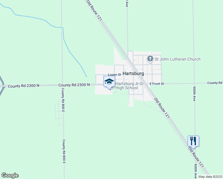 map of restaurants, bars, coffee shops, grocery stores, and more near 400 West Front Street in Hartsburg