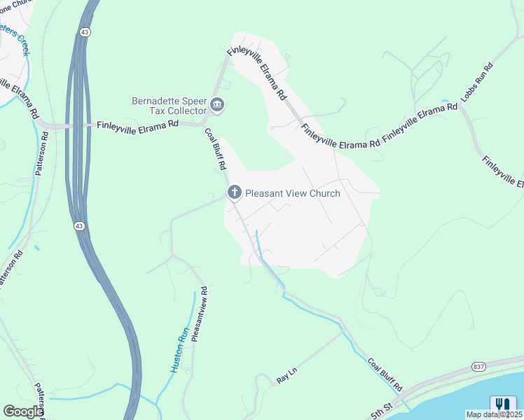map of restaurants, bars, coffee shops, grocery stores, and more near 22 Rebecca Road in Finleyville