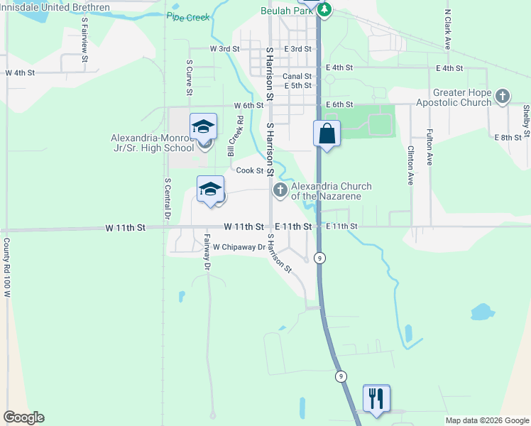 map of restaurants, bars, coffee shops, grocery stores, and more near 1401 South Harrison Street in Alexandria