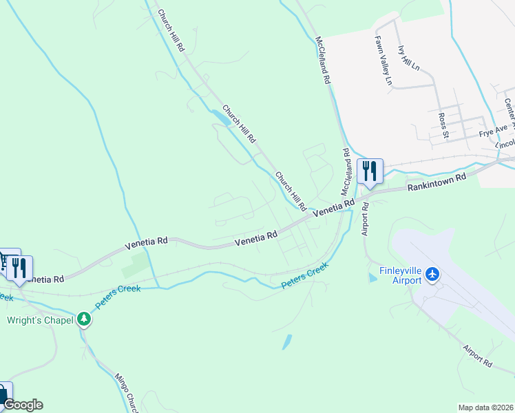 map of restaurants, bars, coffee shops, grocery stores, and more near 100-136 Barnett Dr in Finleyville