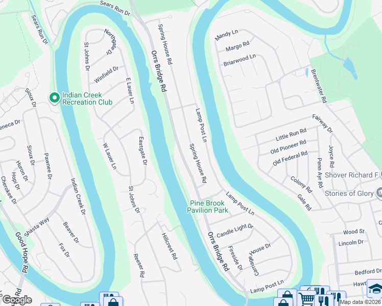 map of restaurants, bars, coffee shops, grocery stores, and more near 417 Spring House Road in Camp Hill