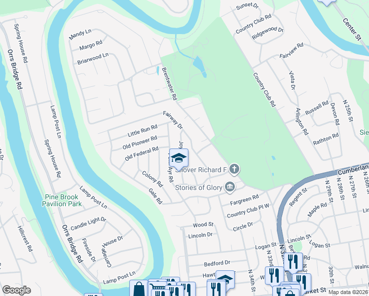 map of restaurants, bars, coffee shops, grocery stores, and more near 525 Joyce Rd in Camp Hill