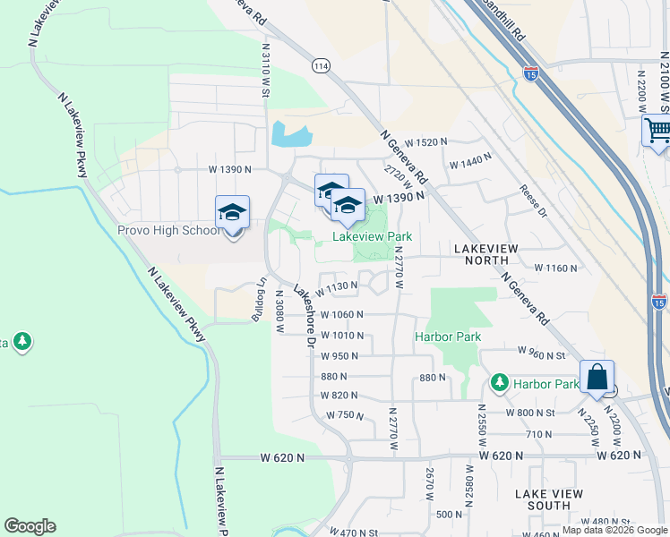 map of restaurants, bars, coffee shops, grocery stores, and more near 2918 West 1170 North in Provo