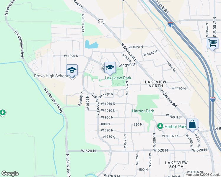 map of restaurants, bars, coffee shops, grocery stores, and more near 2852 West 1190 North in Provo