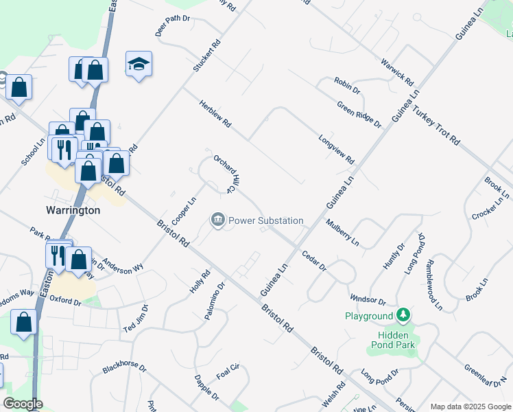 map of restaurants, bars, coffee shops, grocery stores, and more near 1828 Grand Boulevard in Warrington