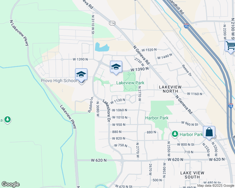 map of restaurants, bars, coffee shops, grocery stores, and more near 2918 West 1170 North in Provo