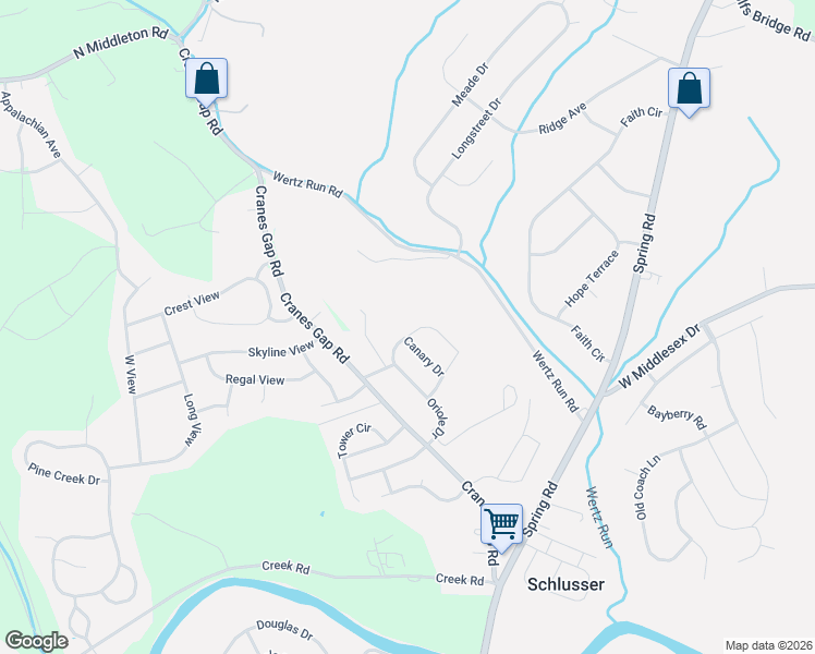 map of restaurants, bars, coffee shops, grocery stores, and more near 613 Canary Drive in Carlisle