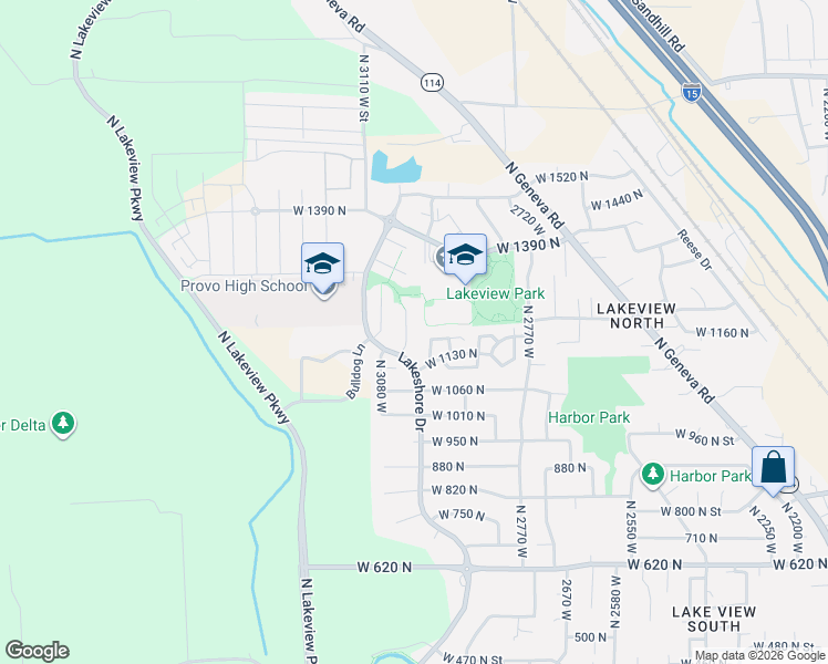 map of restaurants, bars, coffee shops, grocery stores, and more near 1187 North 3020 West in Provo