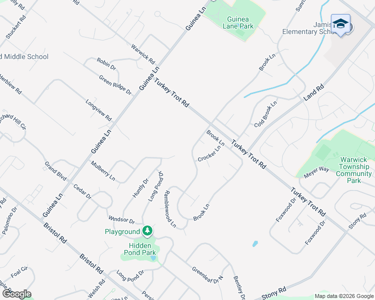 map of restaurants, bars, coffee shops, grocery stores, and more near 1724 Brook Lane in Jamison
