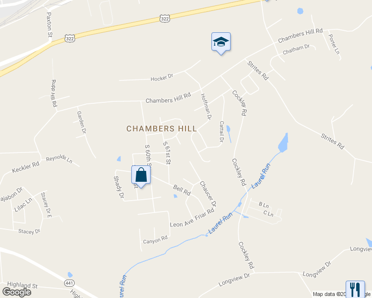 map of restaurants, bars, coffee shops, grocery stores, and more near 650 Lisa Dr in Harrisburg