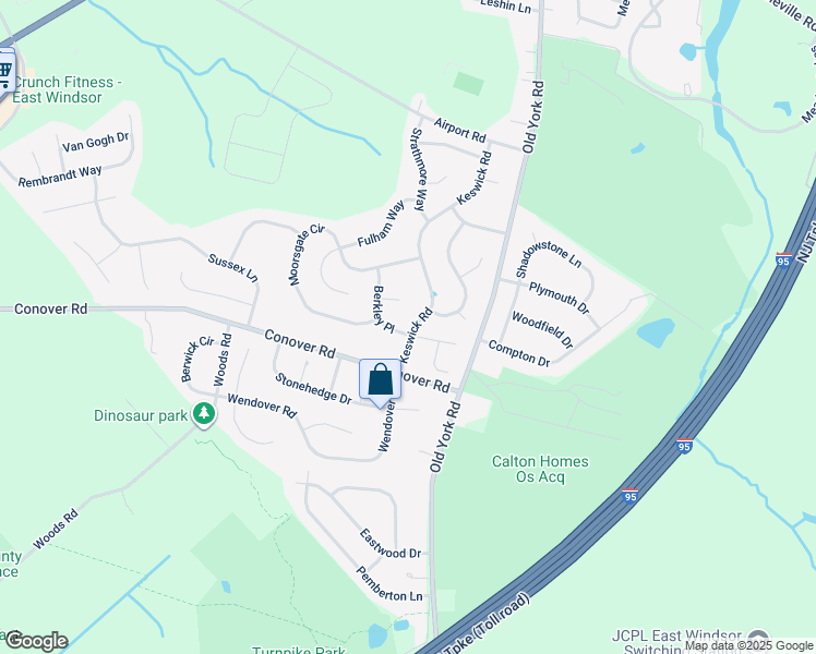 map of restaurants, bars, coffee shops, grocery stores, and more near 2 Berkley Place in East Windsor