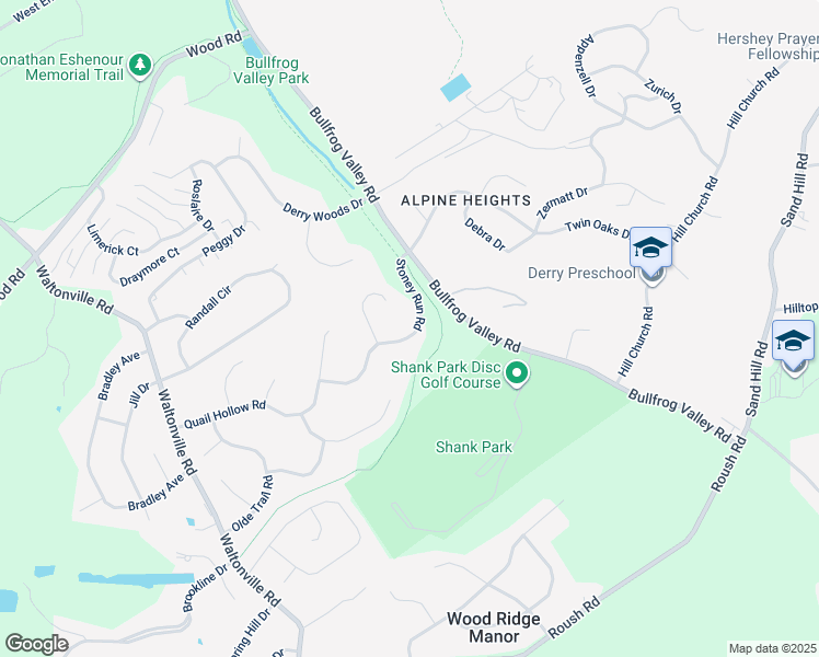 map of restaurants, bars, coffee shops, grocery stores, and more near 1053 Stoney Run Road in Hummelstown