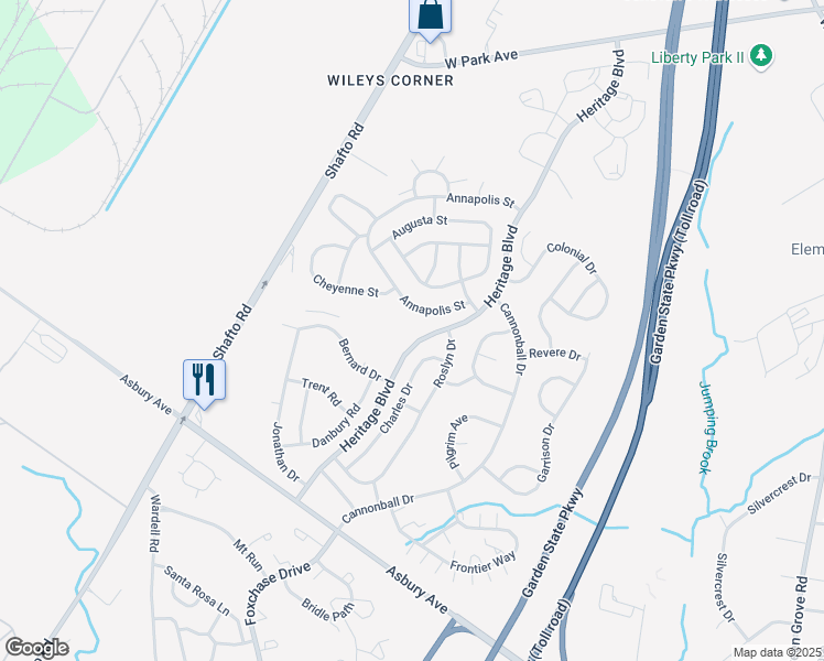 map of restaurants, bars, coffee shops, grocery stores, and more near 91 Diane Drive in Tinton Falls