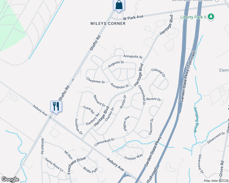 map of restaurants, bars, coffee shops, grocery stores, and more near 91 Diane Drive in Tinton Falls