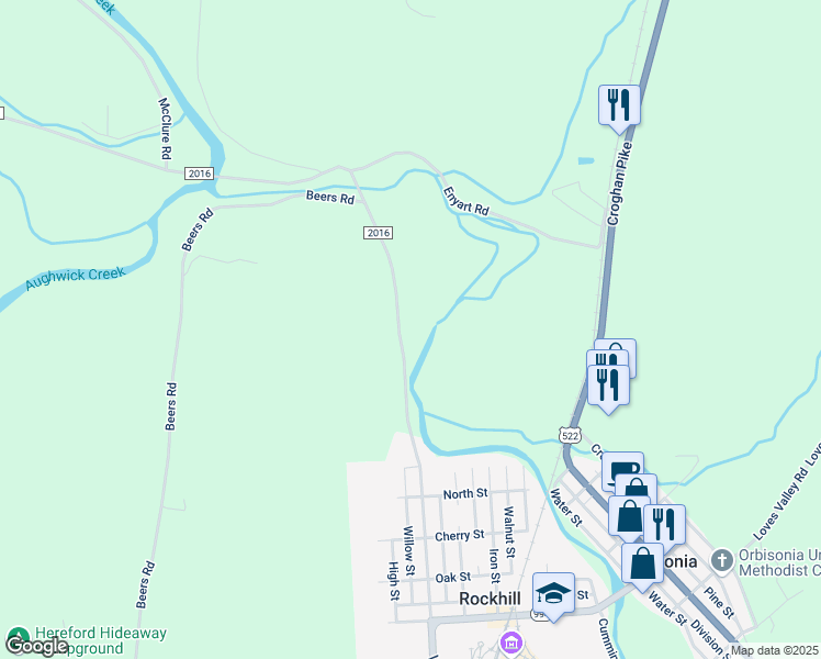 map of restaurants, bars, coffee shops, grocery stores, and more near 10859 Valley Street in Shirleysburg