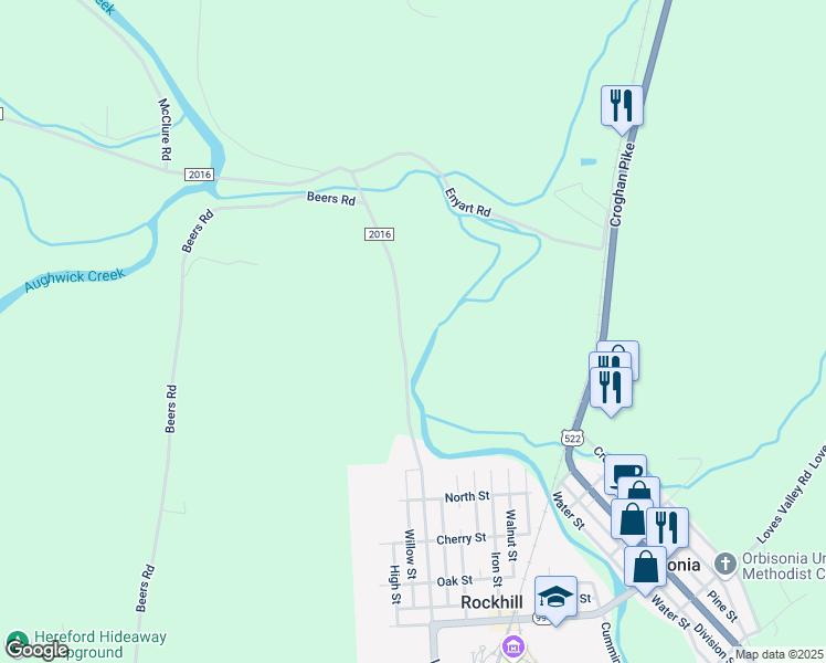 map of restaurants, bars, coffee shops, grocery stores, and more near 10859 Valley Street in Shirleysburg