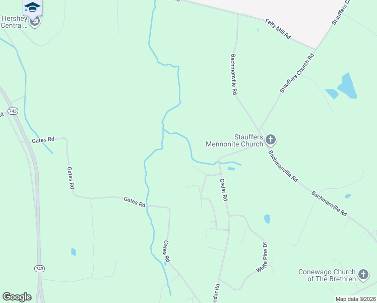 map of restaurants, bars, coffee shops, grocery stores, and more near 16 Beaver Road in Hershey