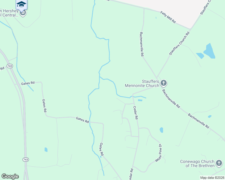 map of restaurants, bars, coffee shops, grocery stores, and more near 16 Beaver Road in Hershey