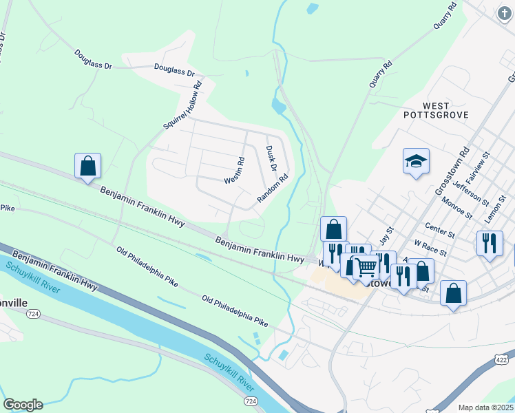 map of restaurants, bars, coffee shops, grocery stores, and more near 150 Random Road in Douglassville