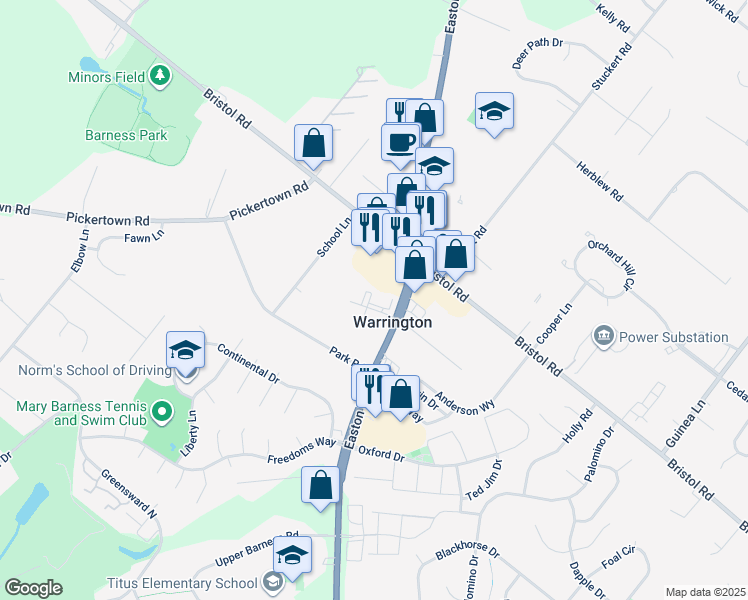map of restaurants, bars, coffee shops, grocery stores, and more near 110 Zircon Court in Warrington