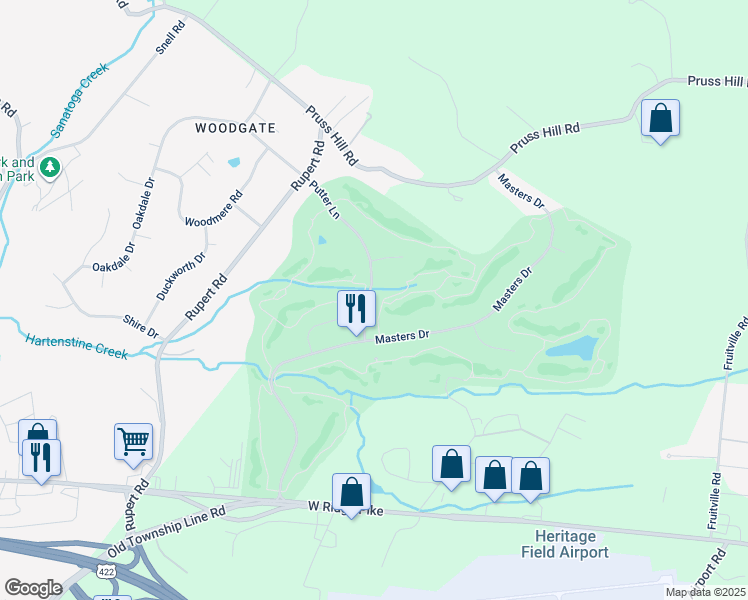 map of restaurants, bars, coffee shops, grocery stores, and more near 69 Putter Lane in Pottstown