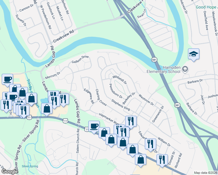 map of restaurants, bars, coffee shops, grocery stores, and more near 6338 Pennsboro Drive in Mechanicsburg