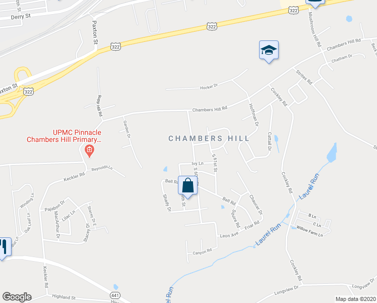 map of restaurants, bars, coffee shops, grocery stores, and more near 625 South 60th Street in Harrisburg