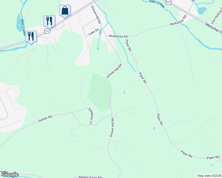 map of restaurants, bars, coffee shops, grocery stores, and more near Gravel Hill Road in Westmoreland County