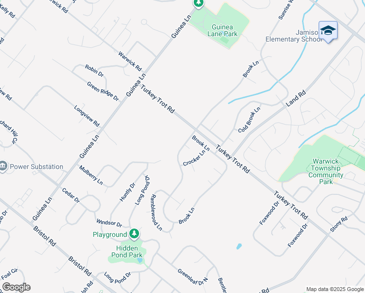 map of restaurants, bars, coffee shops, grocery stores, and more near 1754 Brook Lane in Jamison