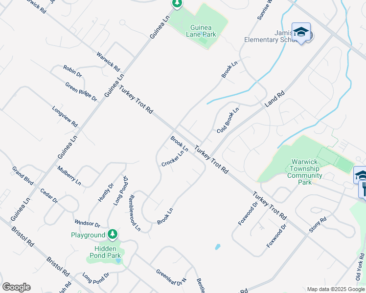 map of restaurants, bars, coffee shops, grocery stores, and more near 1353 Brook Lane in Jamison