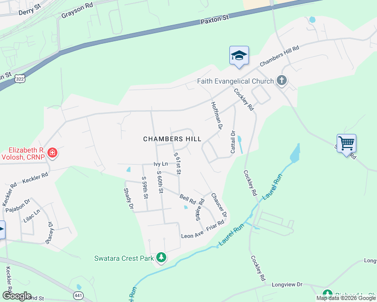map of restaurants, bars, coffee shops, grocery stores, and more near 650 Lisa Drive in Harrisburg