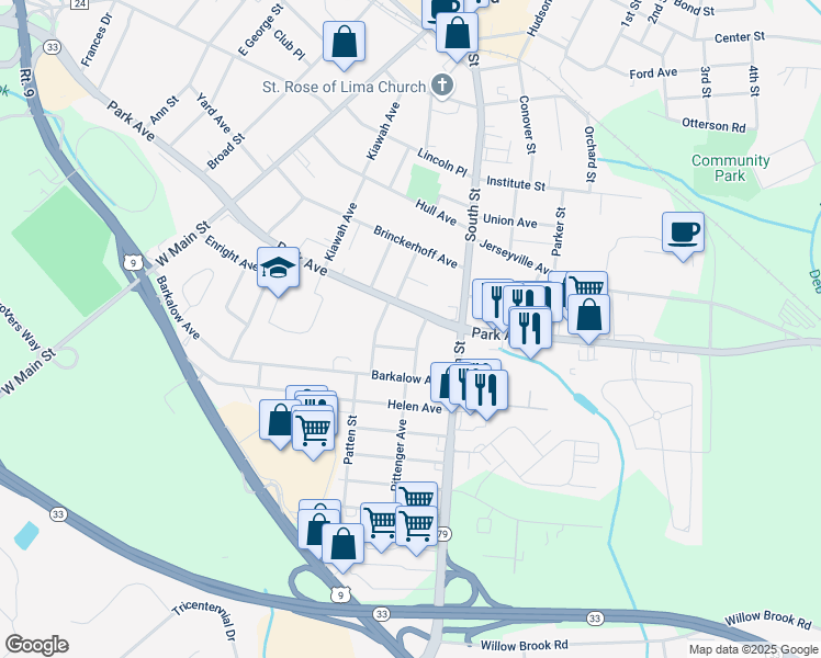 map of restaurants, bars, coffee shops, grocery stores, and more near 10 Briar Road in Freehold