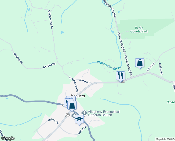 map of restaurants, bars, coffee shops, grocery stores, and more near 5028 Highland Drive in Mohnton