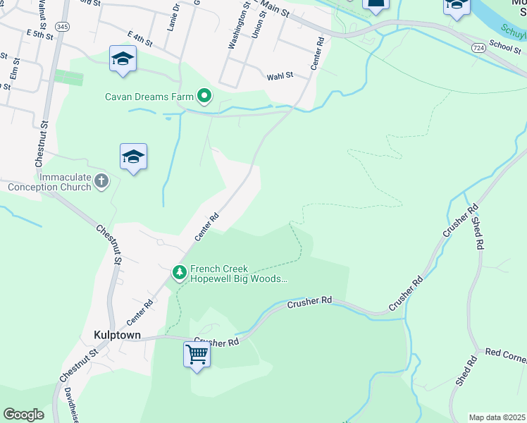 map of restaurants, bars, coffee shops, grocery stores, and more near 125 Center Road in Douglassville