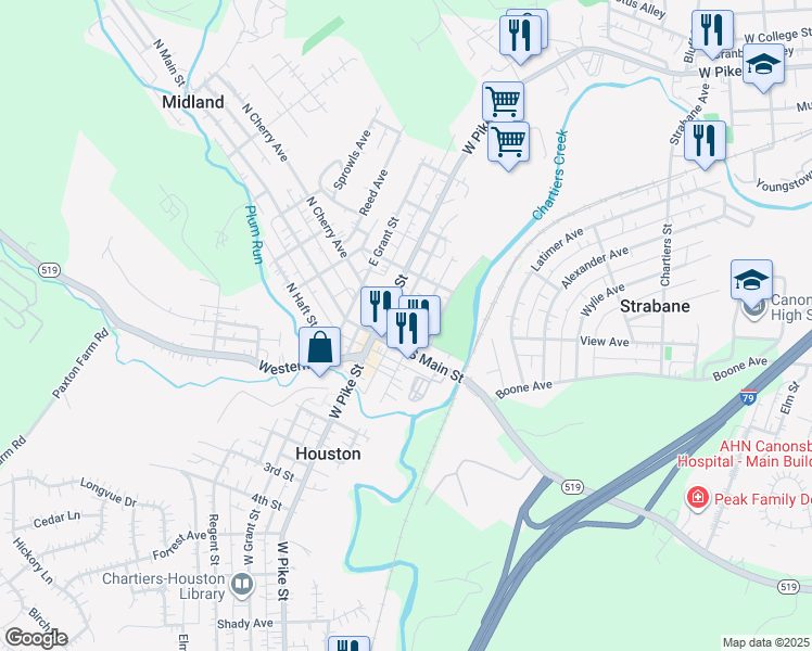 map of restaurants, bars, coffee shops, grocery stores, and more near 115 1/2 East McNutt Street in Houston