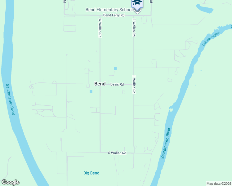 map of restaurants, bars, coffee shops, grocery stores, and more near 22165 Davis Rd in Red Bluff