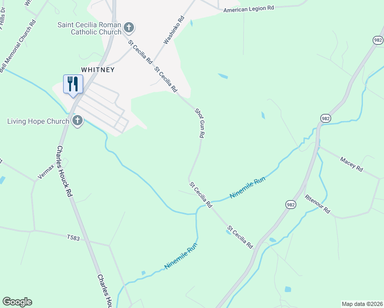 map of restaurants, bars, coffee shops, grocery stores, and more near 155 Saint Cecilia Road in Latrobe