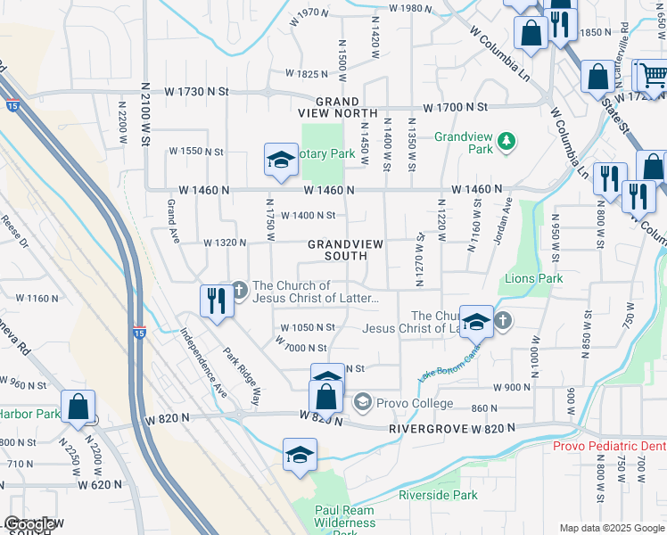 map of restaurants, bars, coffee shops, grocery stores, and more near in Provo