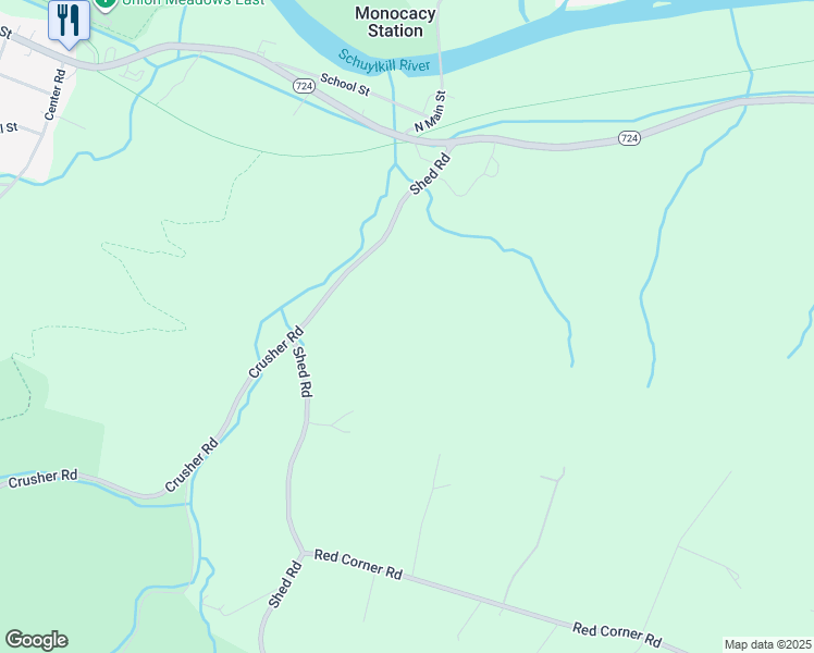 map of restaurants, bars, coffee shops, grocery stores, and more near 73 Shed Road in Douglassville