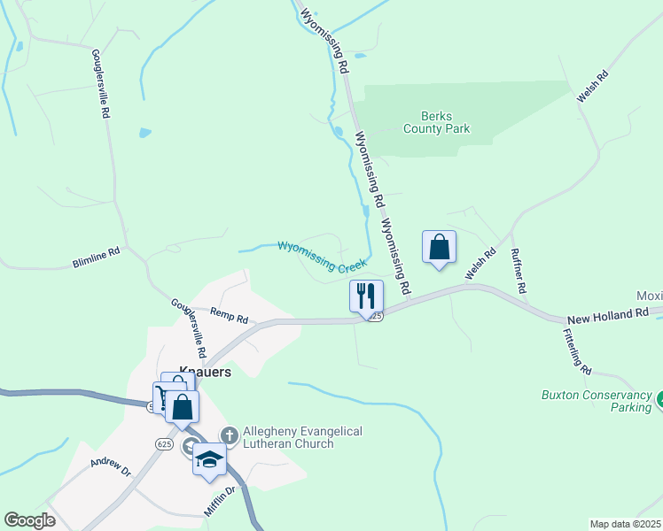 map of restaurants, bars, coffee shops, grocery stores, and more near 100 Butlers Ln in Mohnton