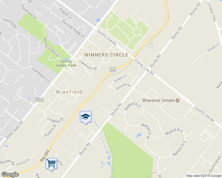 map of restaurants, bars, coffee shops, grocery stores, and more near 113 Schreiner Drive in North Wales