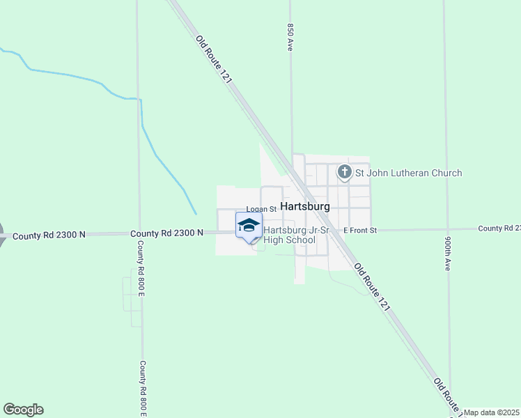 map of restaurants, bars, coffee shops, grocery stores, and more near 400 Logan Street in Hartsburg