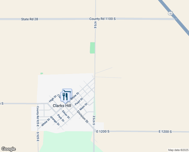 map of restaurants, bars, coffee shops, grocery stores, and more near 11500 South 975 East in Clarks Hill
