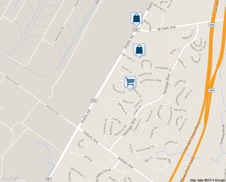 map of restaurants, bars, coffee shops, grocery stores, and more near 121 Cheyenne St in Tinton Falls
