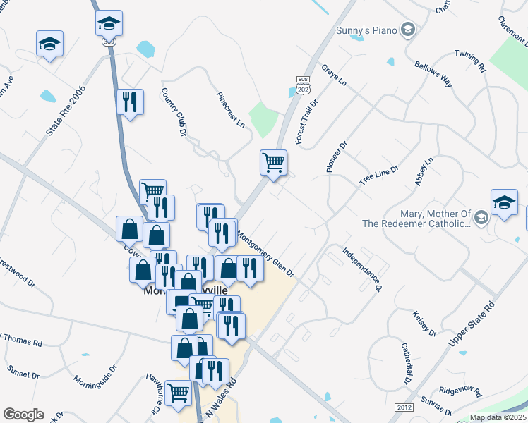 map of restaurants, bars, coffee shops, grocery stores, and more near 123 Ashley Circle in Lansdale