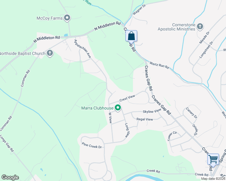 map of restaurants, bars, coffee shops, grocery stores, and more near 315 West View in Carlisle