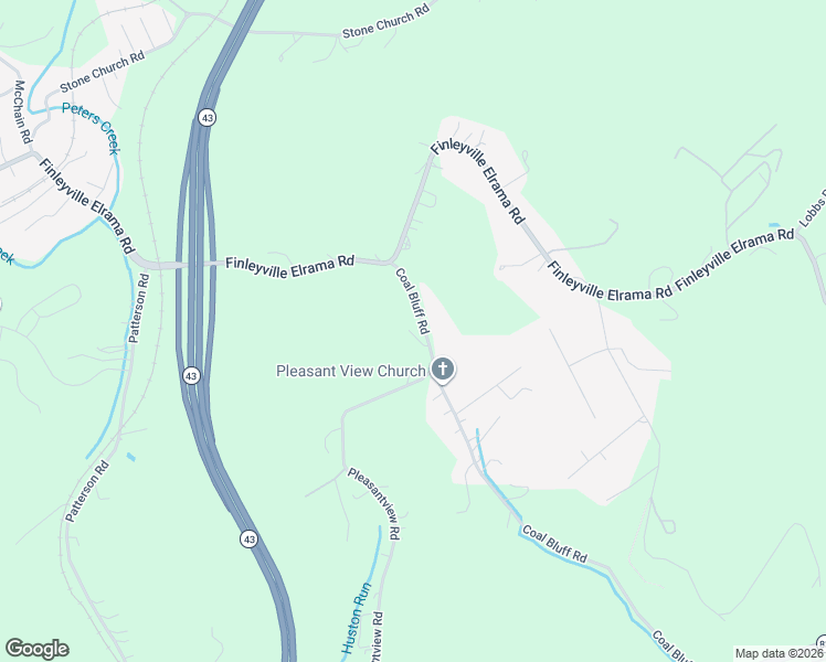 map of restaurants, bars, coffee shops, grocery stores, and more near 206 Coal Bluff Road in Finleyville