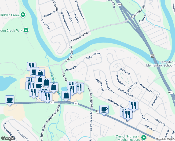 map of restaurants, bars, coffee shops, grocery stores, and more near 303 Mercury Drive in Mechanicsburg