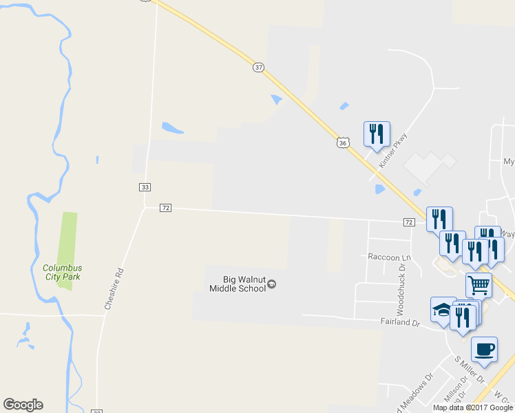 map of restaurants, bars, coffee shops, grocery stores, and more near 788 Cheshire Road in Sunbury