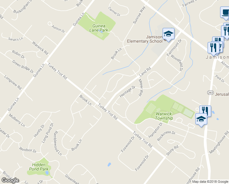 map of restaurants, bars, coffee shops, grocery stores, and more near 1857 Cold Brook Lane in Jamison
